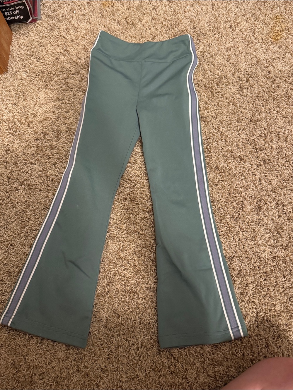 Carter's Green Flared Leggings with Side Stripes